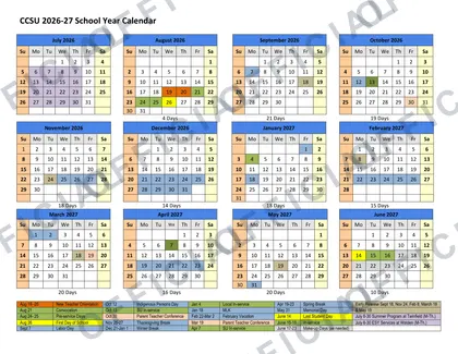 CCSU 2026-27 calendar