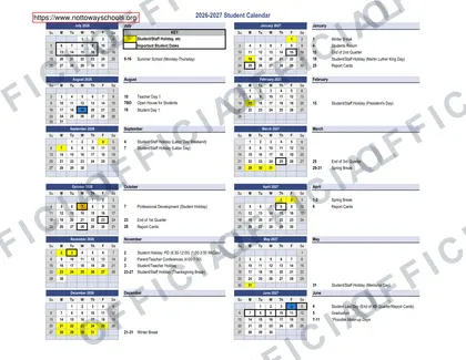 Nottoway County Public Schools 2026-27 calendar