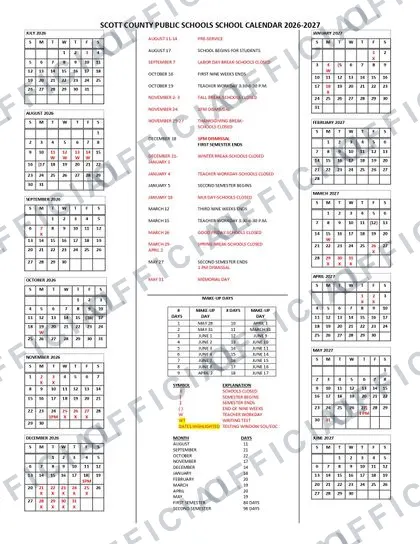 SCOTT COUNTY PUBLIC SCHOOLS 2026-27 calendar