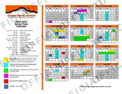 RAINIER SCHOOL DISTRICT 2026-27 calendar