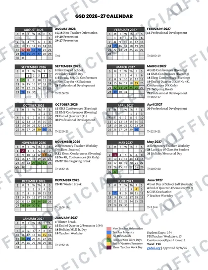 Hortonville Area School District 2026-27 calendar
