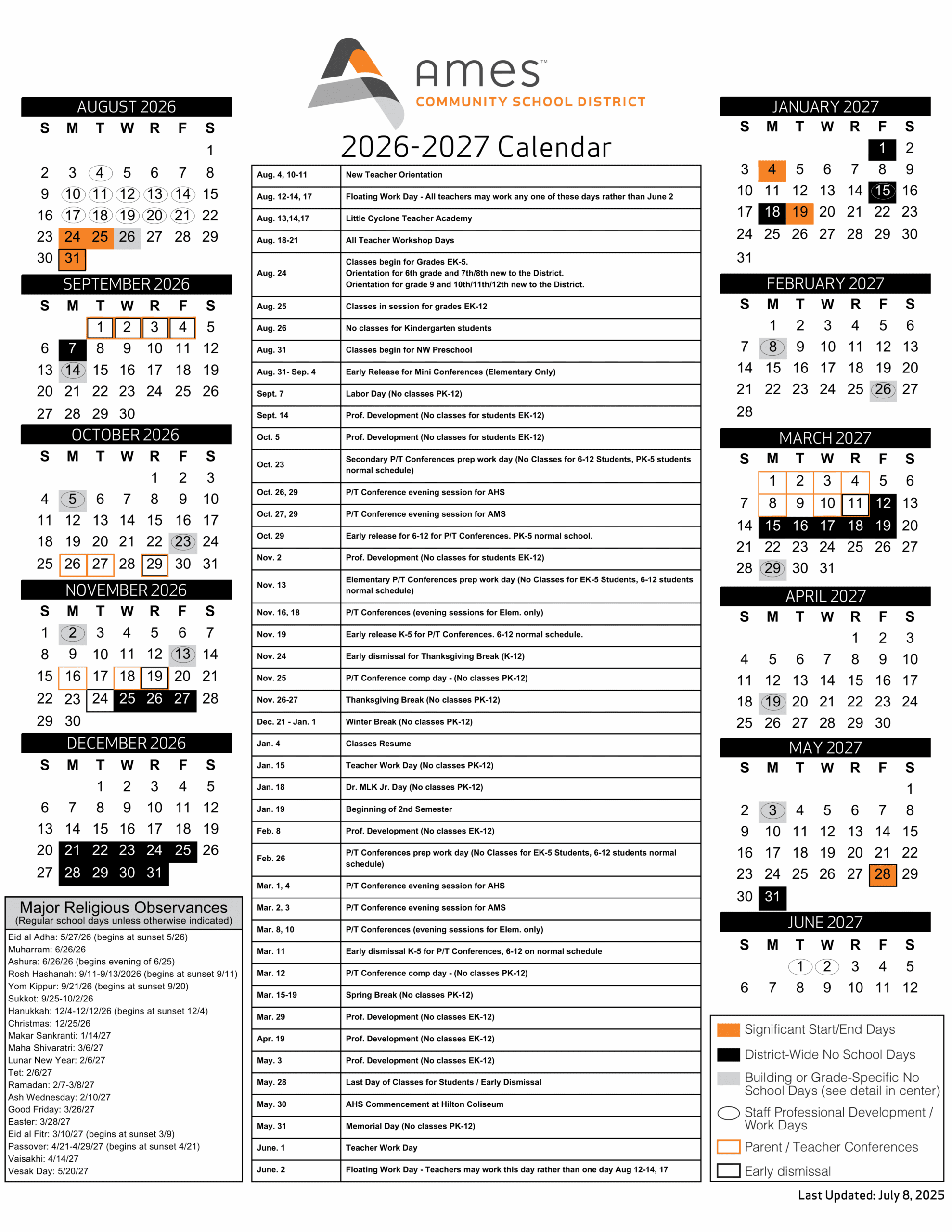 Ankeny Schools District 26-27 Calendar