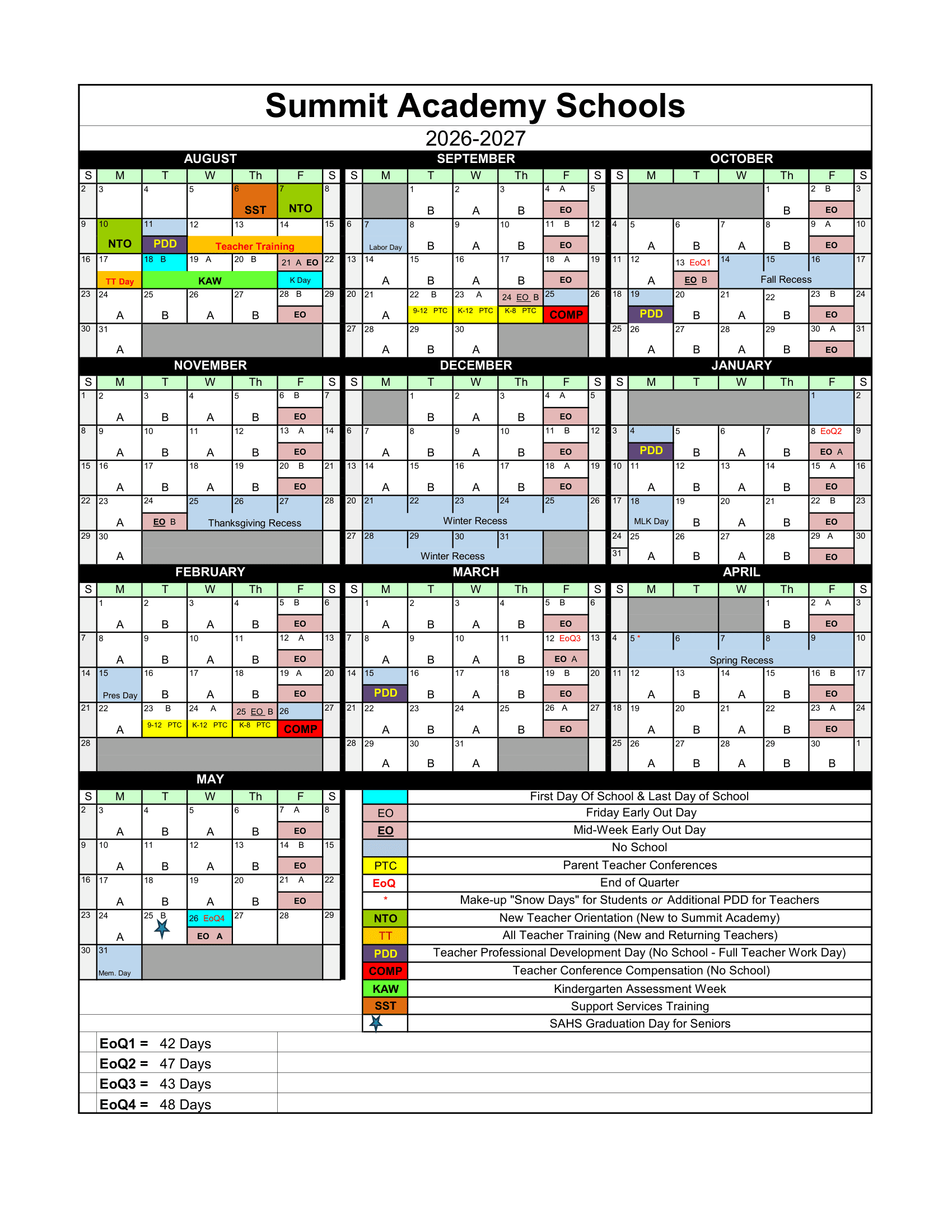 Summit Academy Schools 26-27 Calendar Revised [PDF]