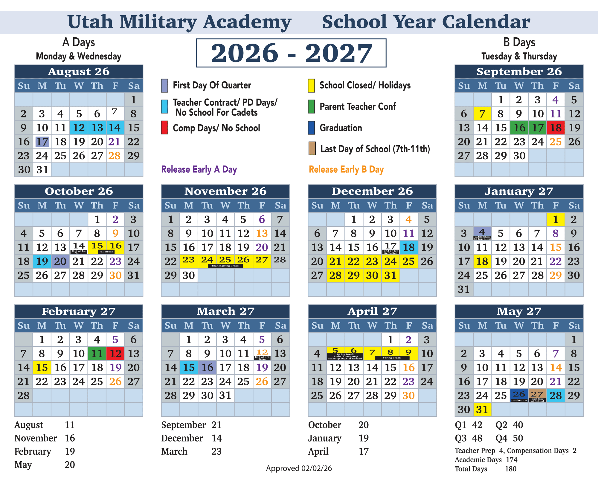 Utah Military Academy 26-27 Calendar Revised [PDF]