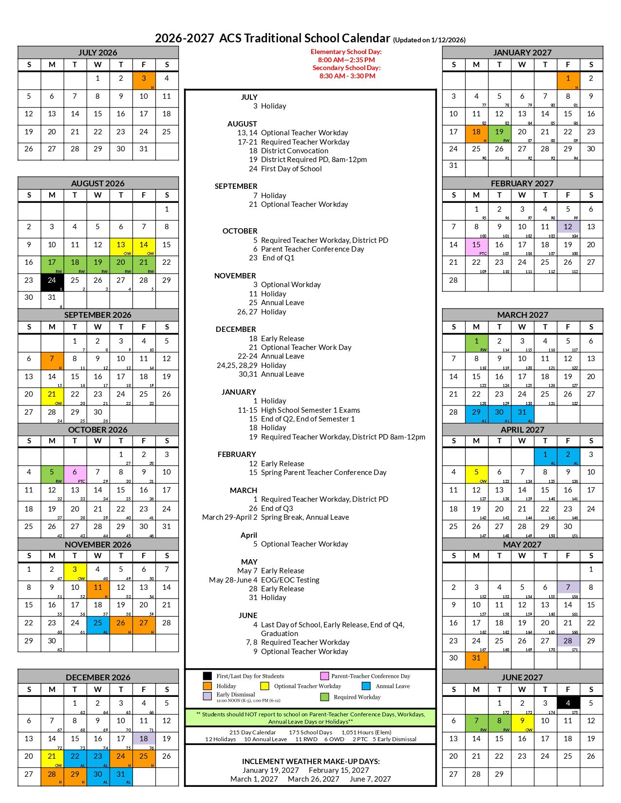  Asheville City Schools  26-27 Calendar [PDF] Updates