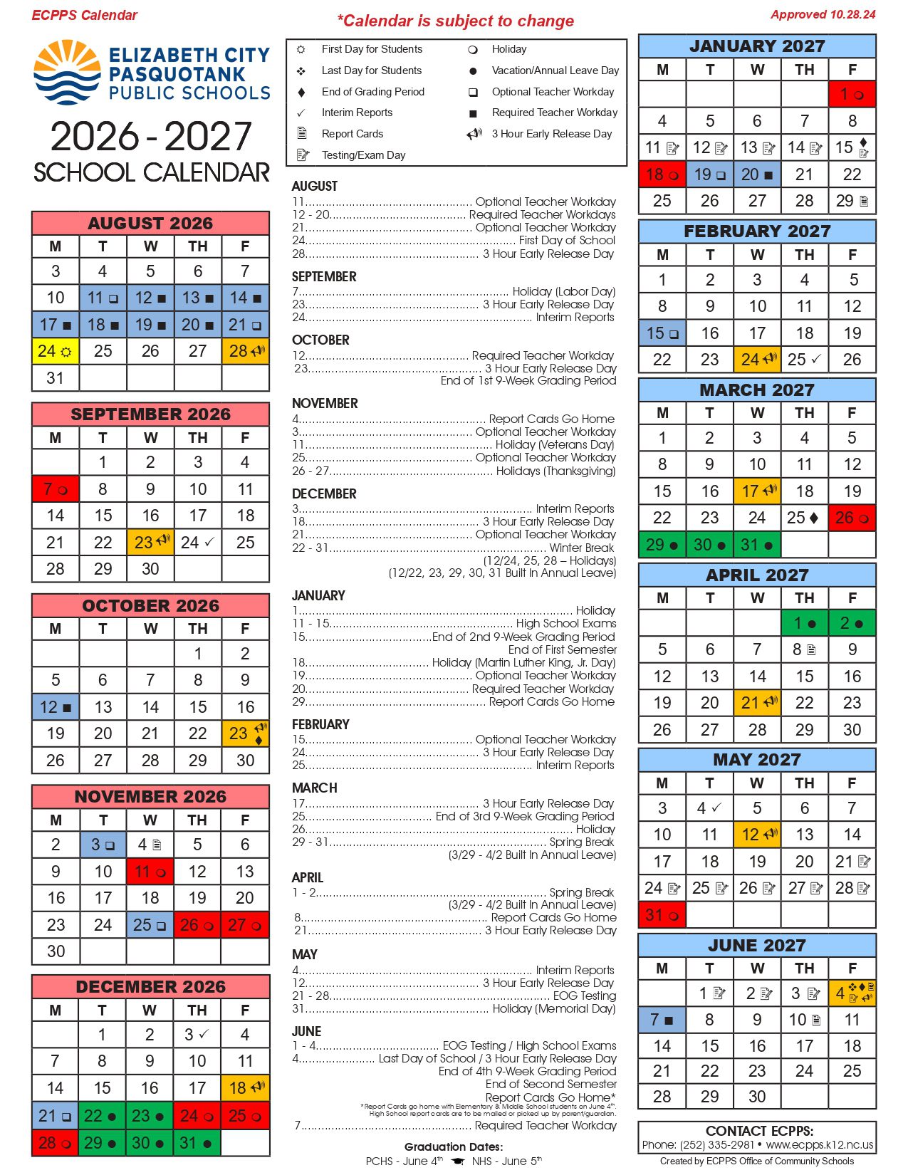 ELIZABETH CITY PASQUOTANK PUBLIC Calendar 26-27 [PDF]