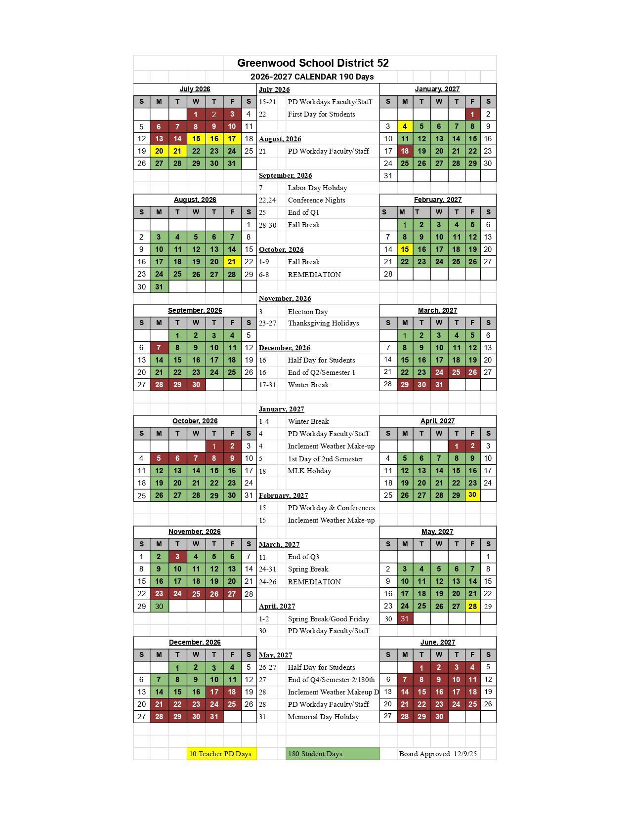 Greenwood School District  26-27 Calendar Revised [PDF]