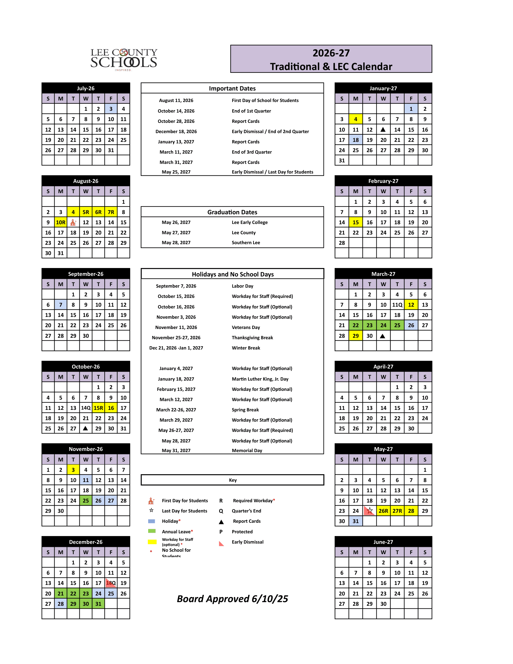 Lee County Schools 26-27 Calendar Revised [pdf[