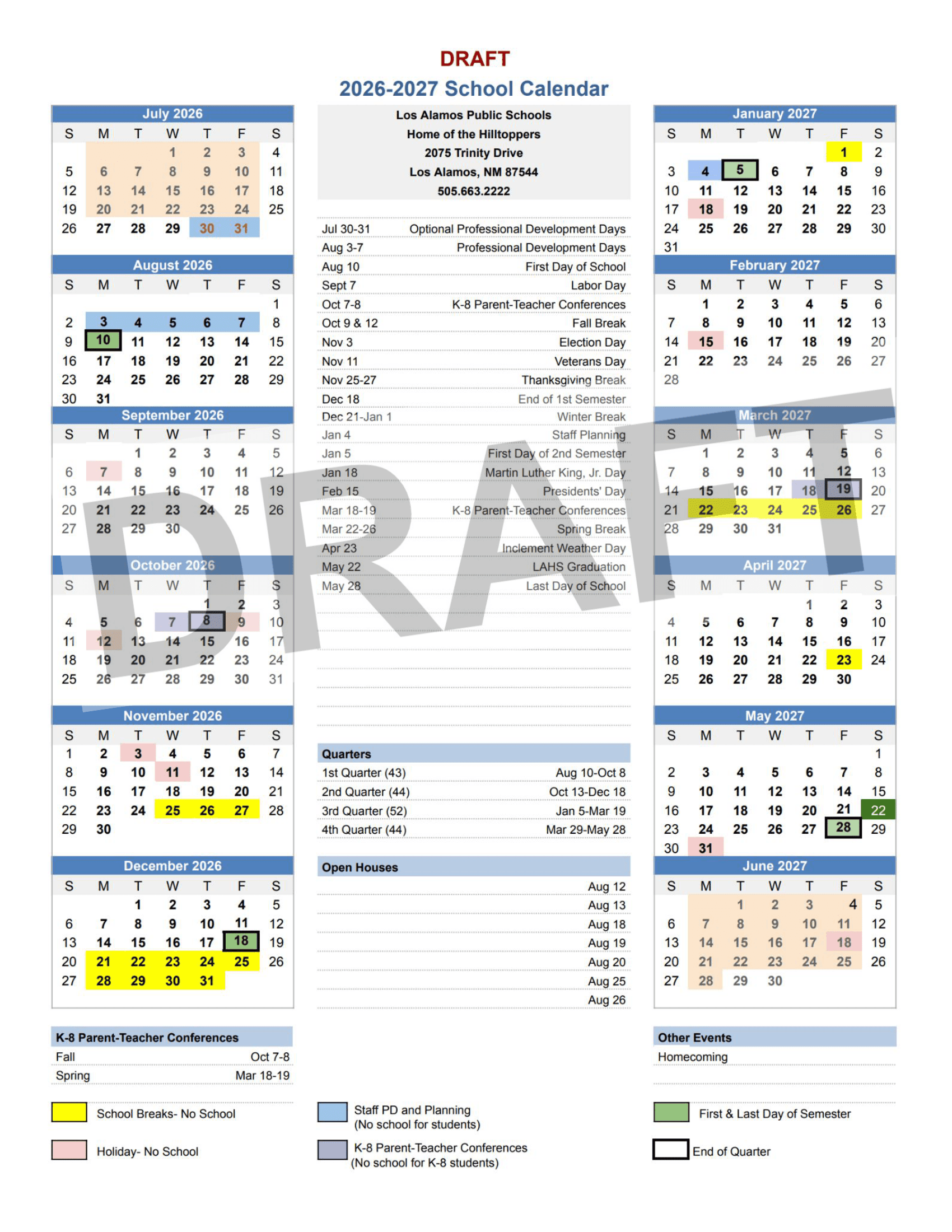 Los Alamos Public Schools Calendar 26-27 [PDF]