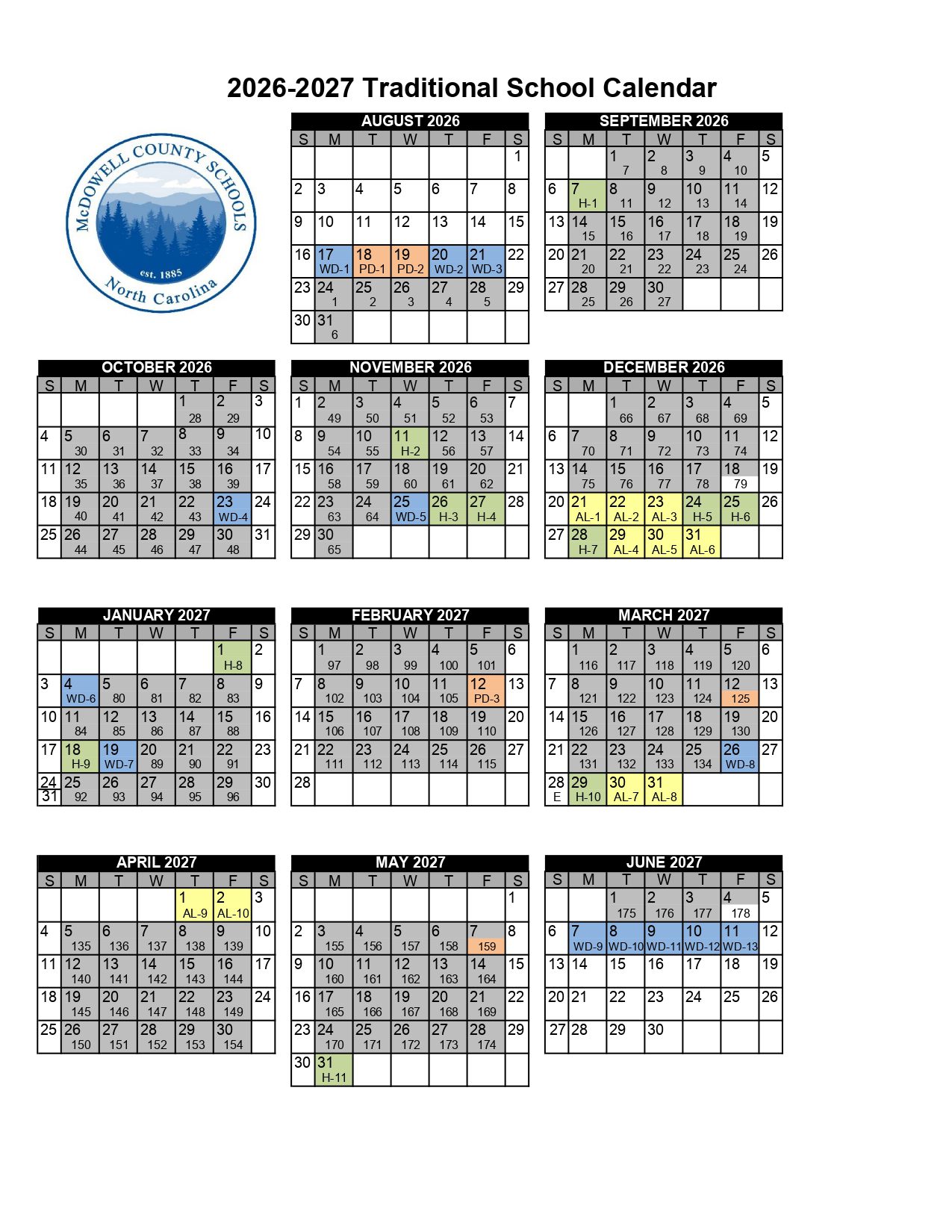 McDowell County Schools Calendar 26-27 [PDF]