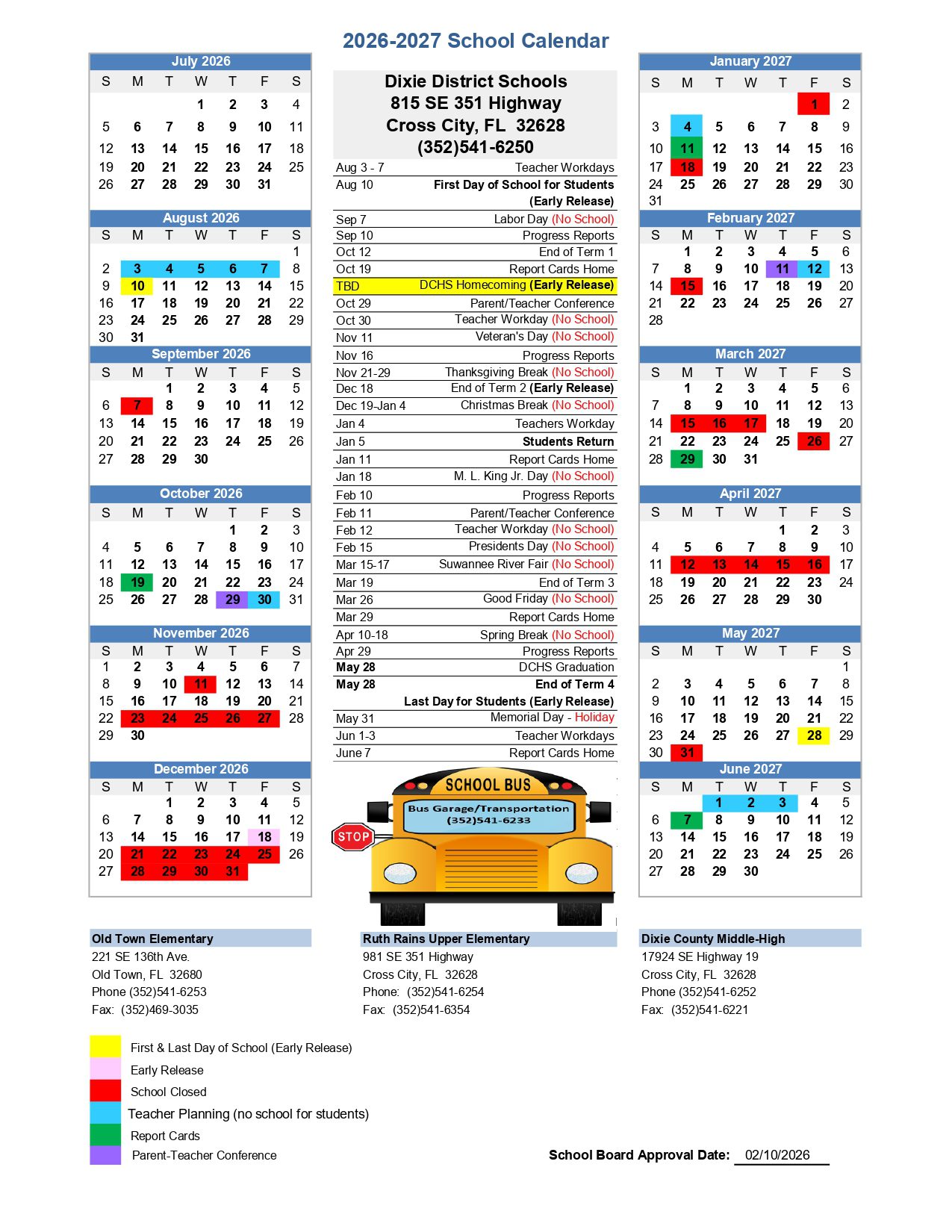Dixie District Schools AL 26-27 Calendar [PDF]