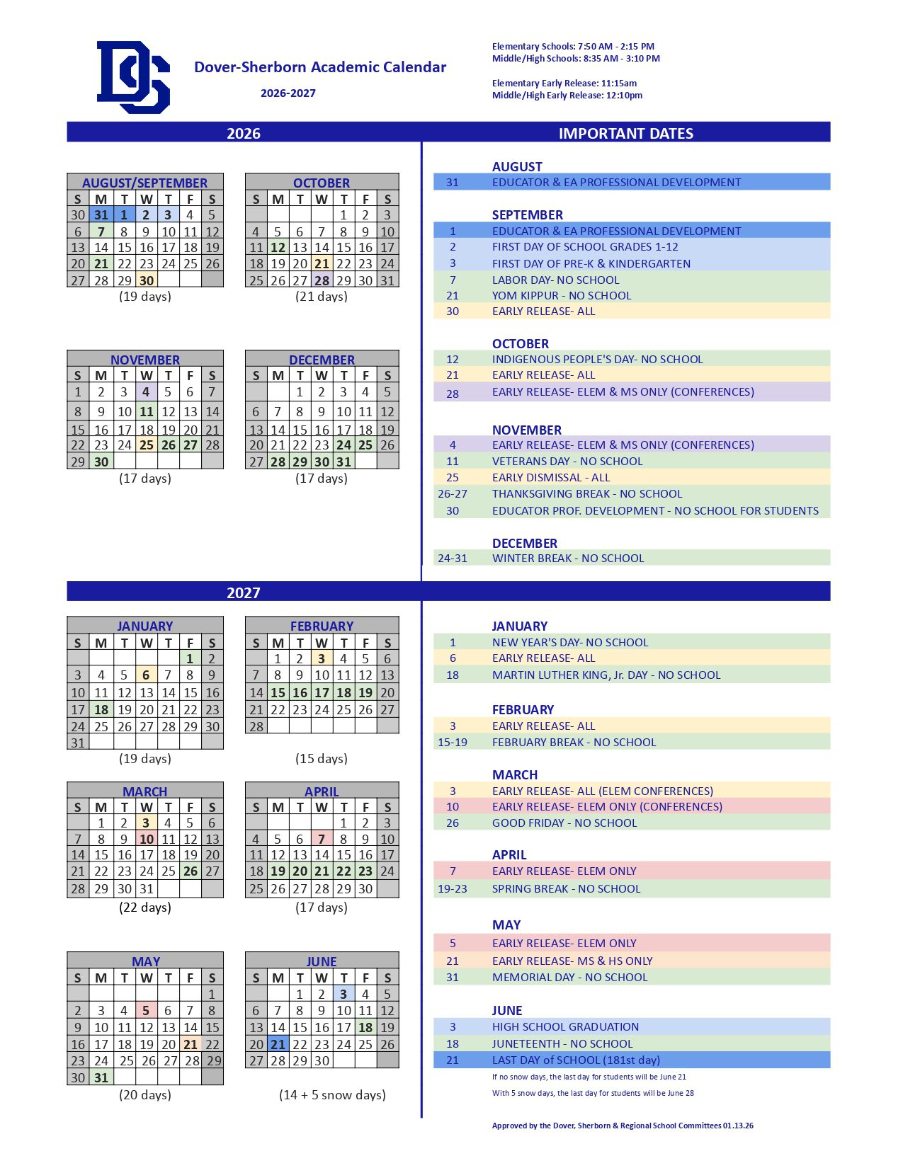 Dover-Sherborn MA Calendar 26-27 PDF
