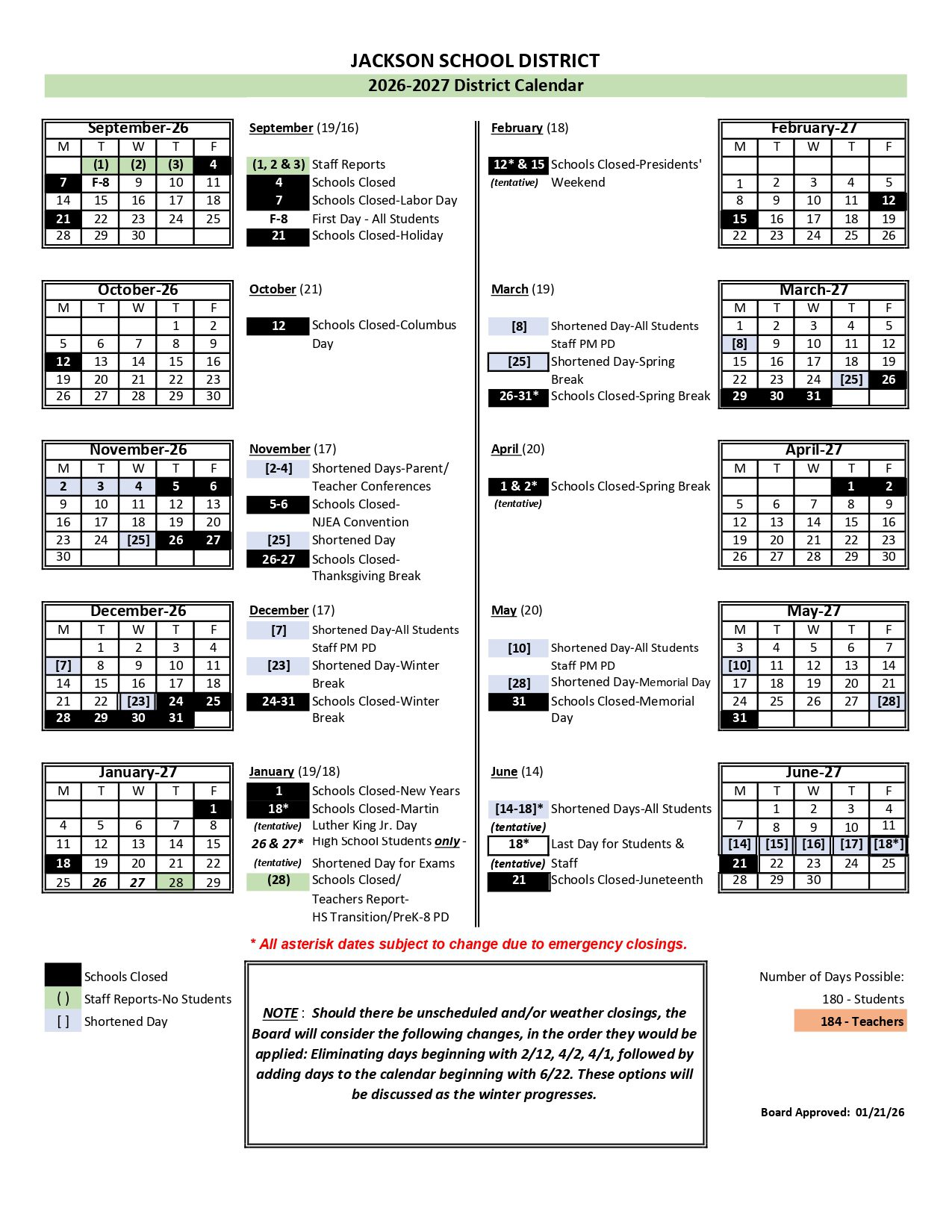 JACKSON SCHOOL DISTRICT 26-27 Calendar [PDF]