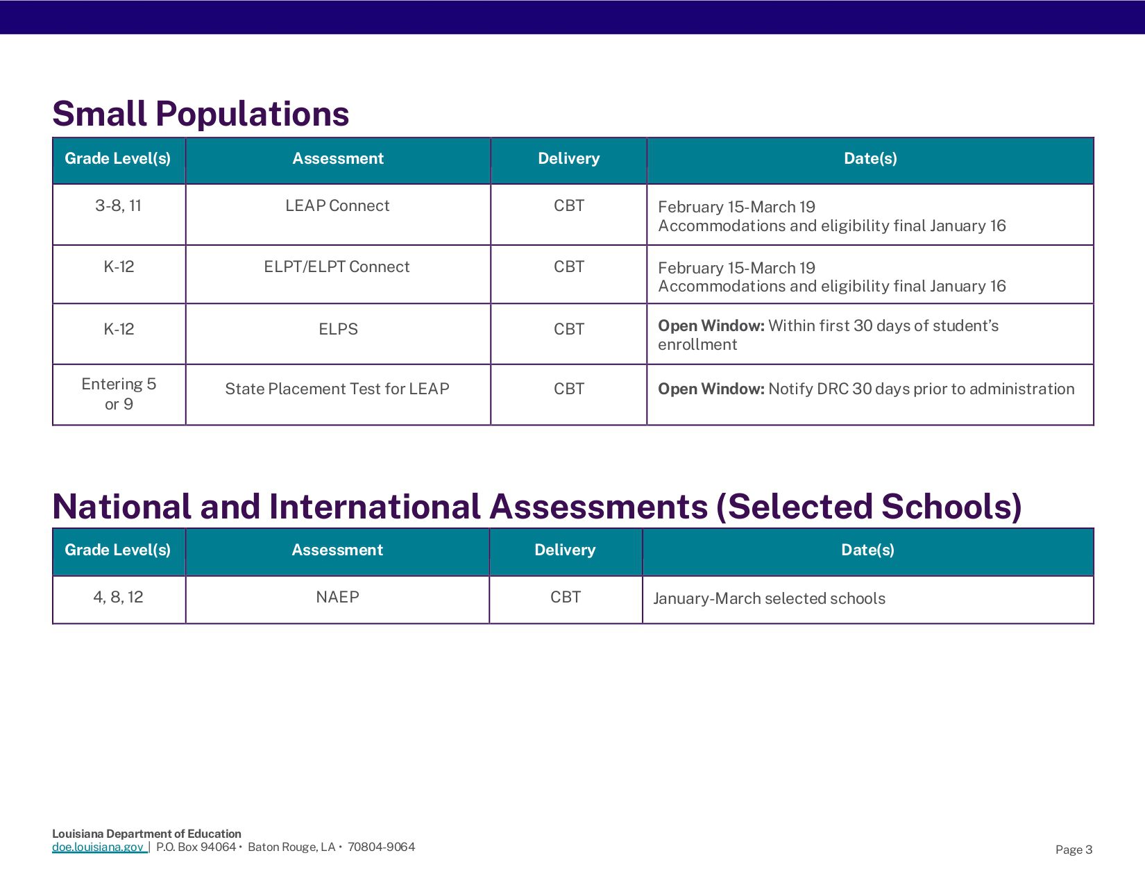 Louisiana Department of Education Calendar 26-27 Revised [PDF]