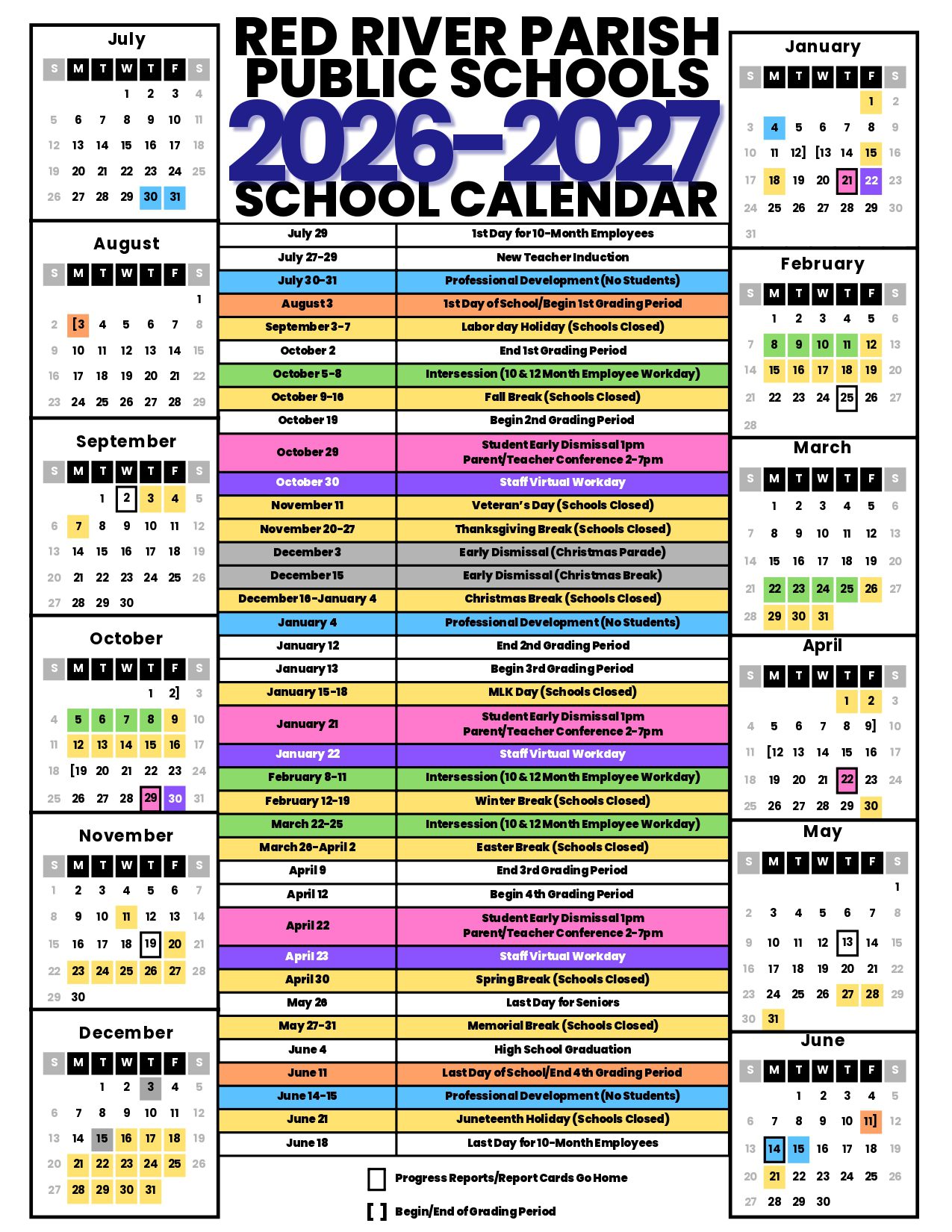 RED RIVER PARISH PUBLIC SCHOOLS Calendar 26-27 Revised [PDF]