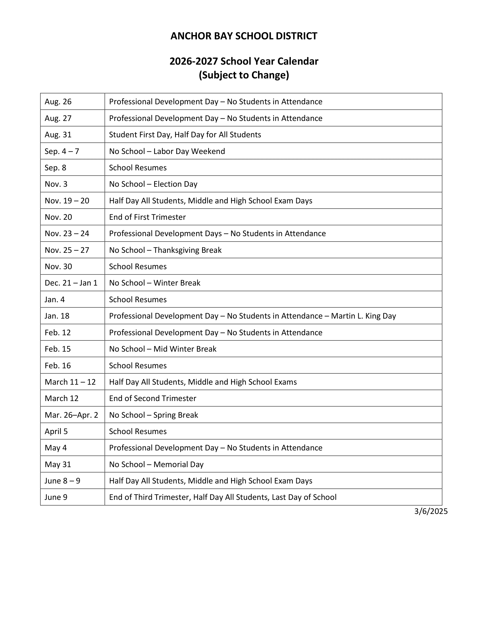ANCHOR BAY SCHOOL DISTRICT calendar thumbnail