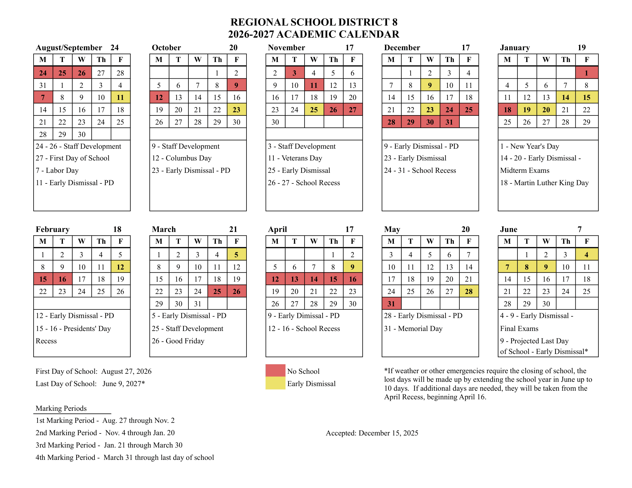 REGIONAL SCHOOL DISTRICT 8 calendar thumbnail