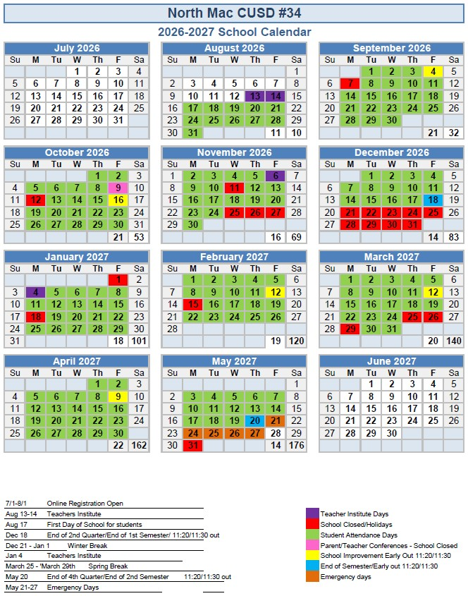 North Mac CUSD #34 calendar thumbnail