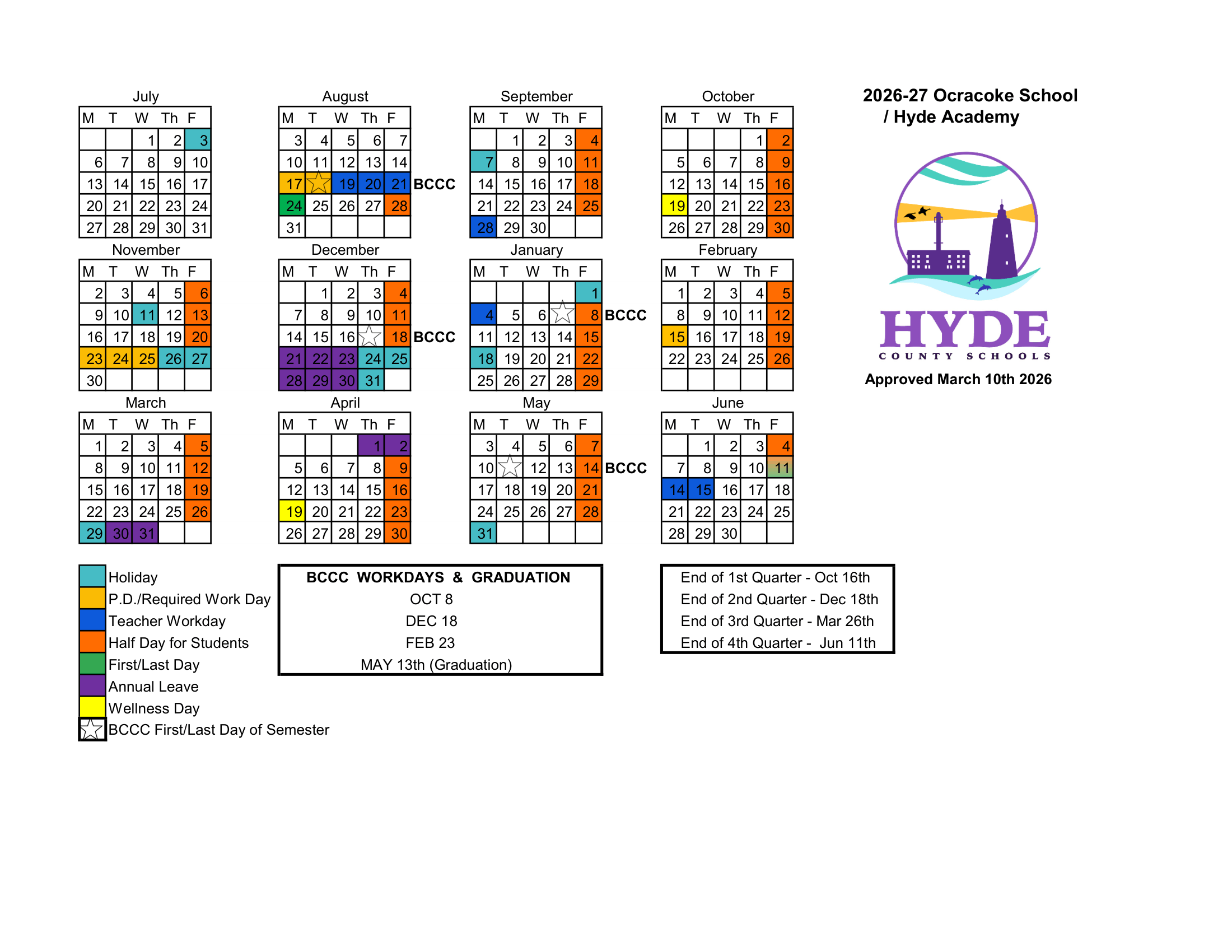 Ocracoke School / Hyde Academy calendar thumbnail