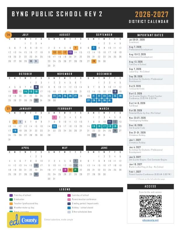 Byng Public School Rev 2 printable 2026-27 calendar