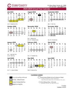 COBB COUNTY SCHOOL CALENDAR 24-25