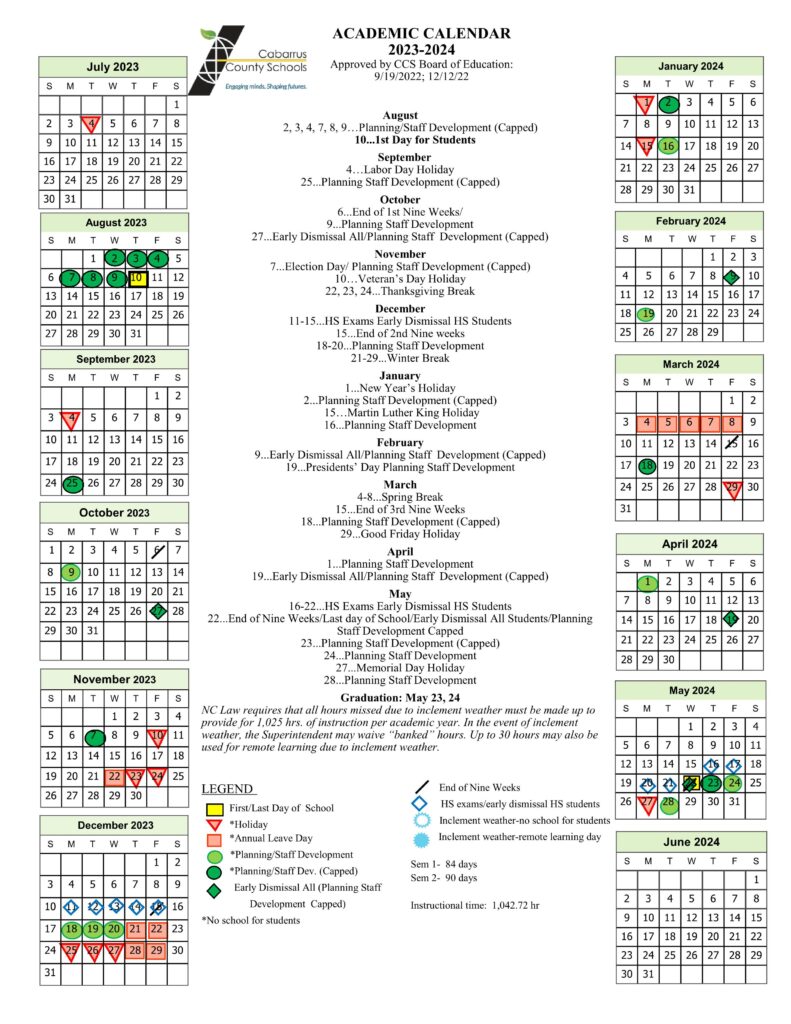 cabarrus county schools calendar