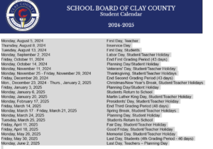 clay county school calendar 24-25