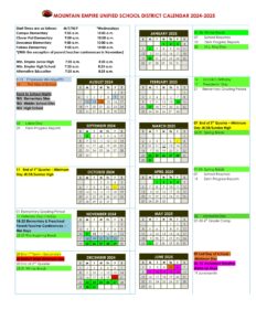 Mountain Empire Unified School District calendar 24-25