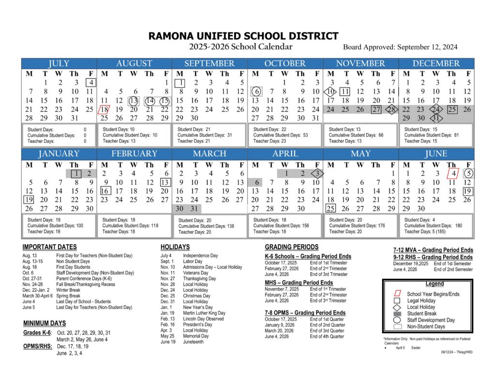 Ramona Unified School District 25-26 PDF