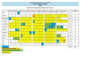 San Diego Unified School District calendar 25-26