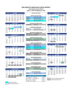 San Dieguito Union High School District School Calendar 25-26