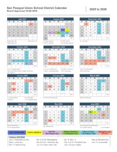 San Pasqual Union School District Calendar 25-26