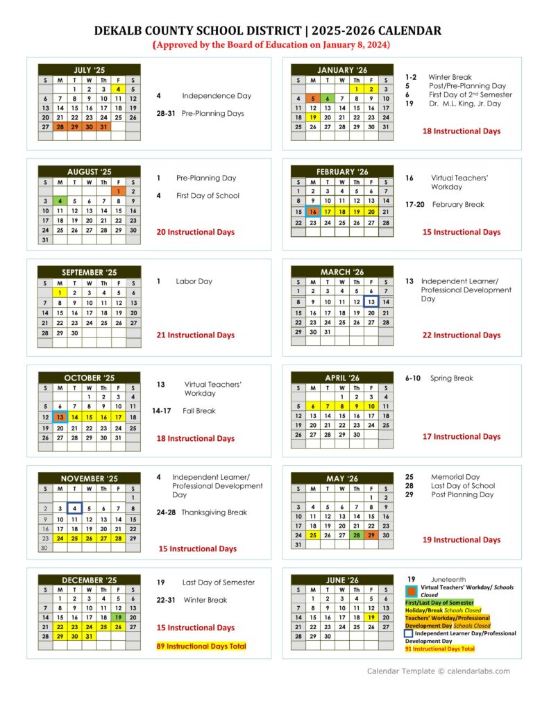 dekalb county school calendar 25 26