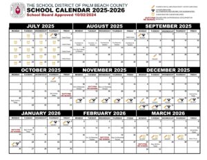 Palm beach school county calendar 25-26