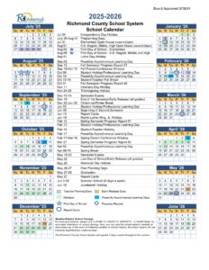 Richmond County school calendar 25-26