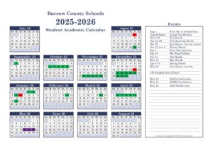 Barrow County Schools Calendar 25-26