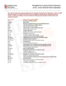 Dougherty County schools calendar