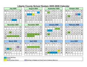 LCSS Liberty County Schools Calendar 25-26