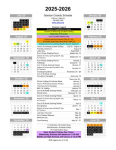 Gordon County schools calendar 25-26