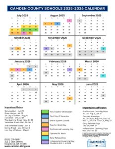 Camden County schools calendar 25-26