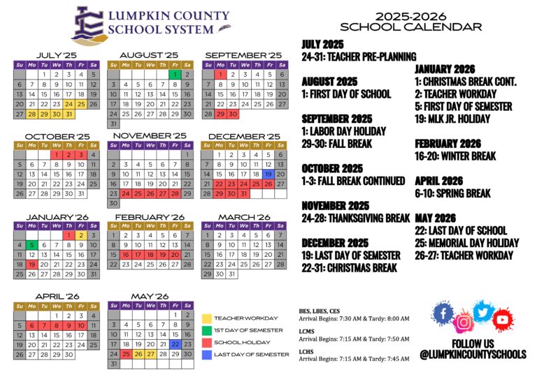 Lumpkin County Schools Calendar 25 26 PDF EduCounty