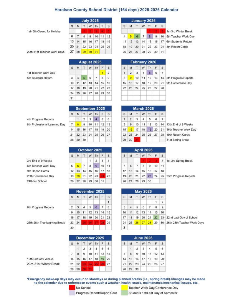 Haralson County school calendar