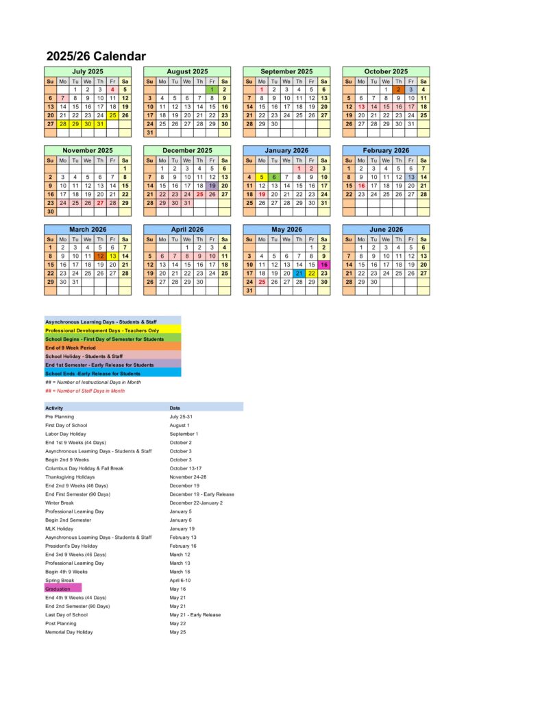 Washington county schools calendar 25-26