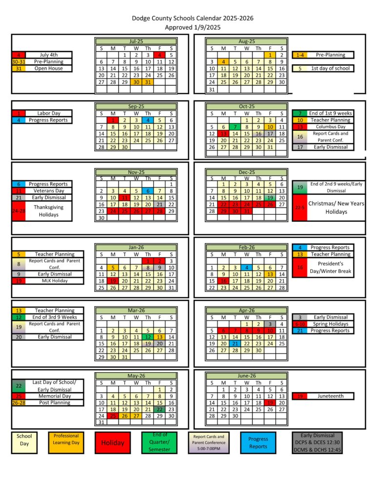 Dodge County schools calendar 25-26