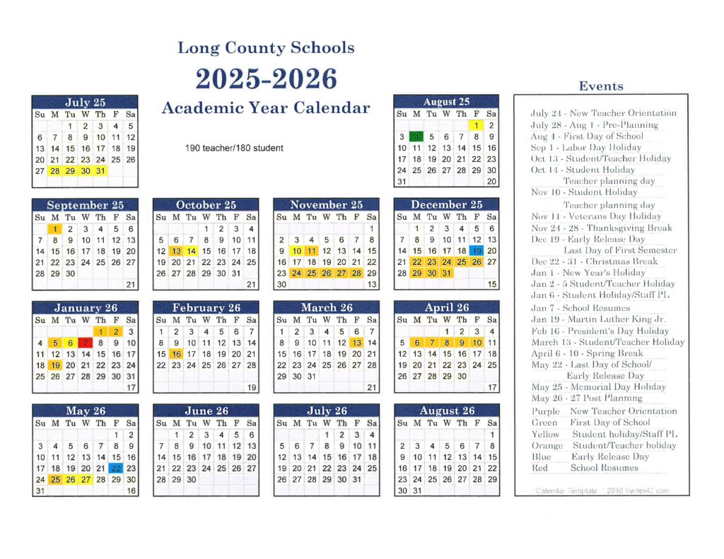 Long County schools calendar 25-26