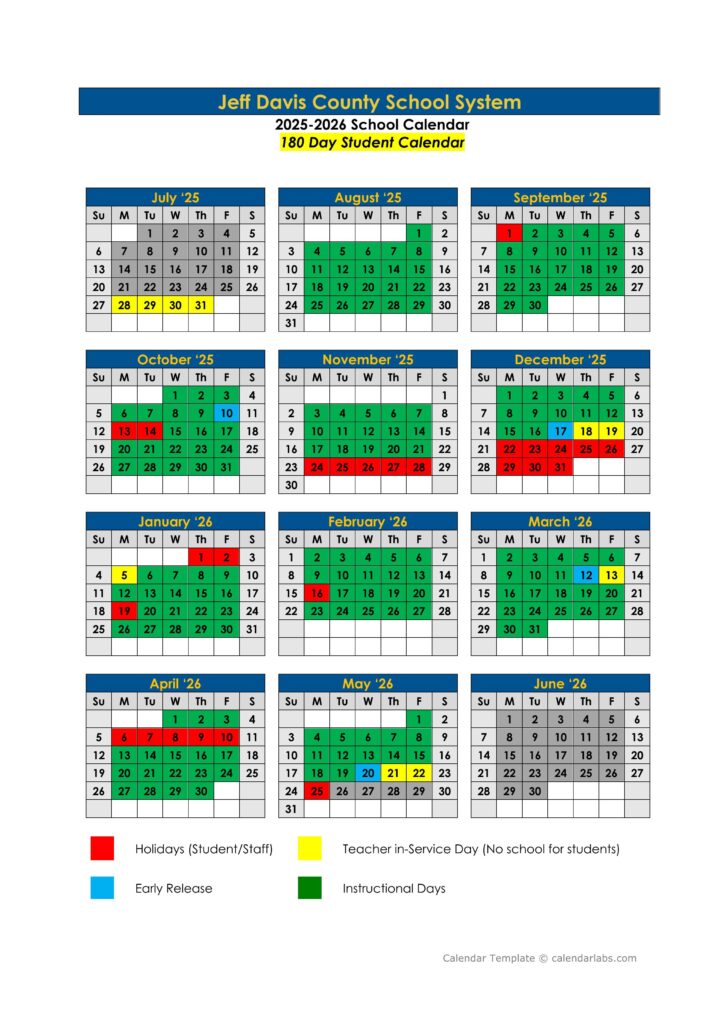 Jeff Davis County school calendar 25-26