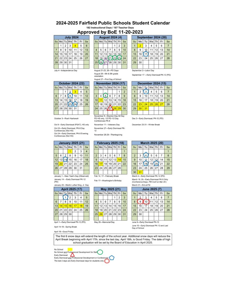 fairfield county schools calendar 24-25