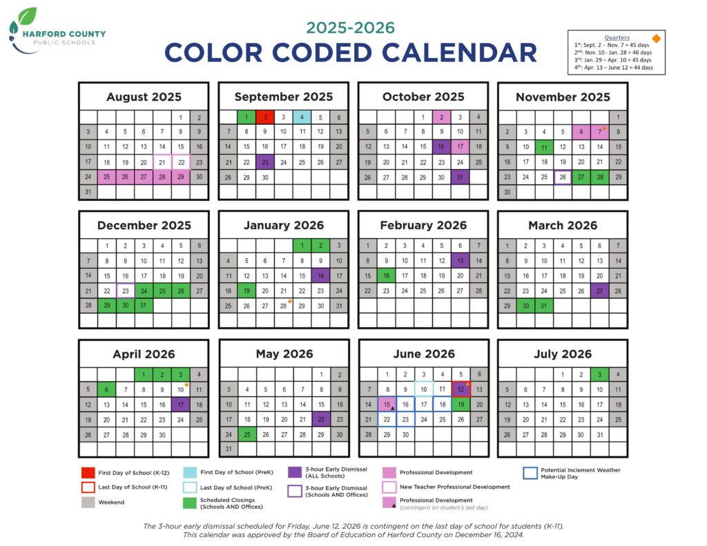 Harford County ct schools calendar 25-26