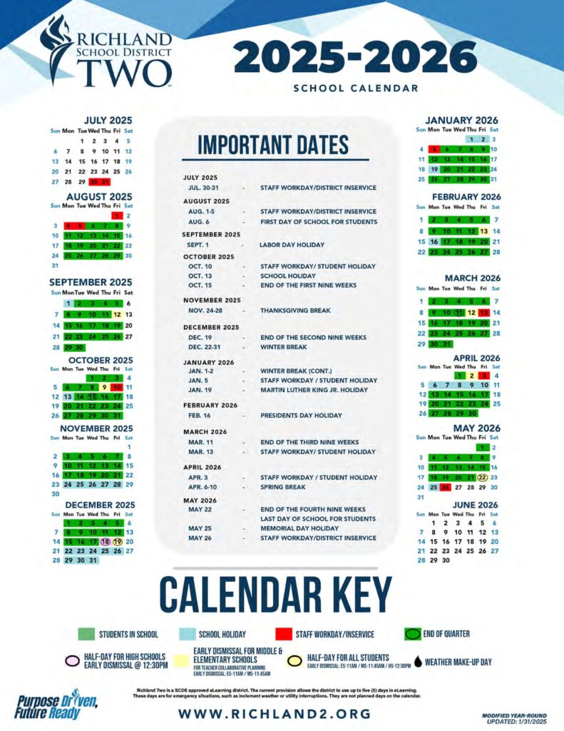 richland county schools calendar