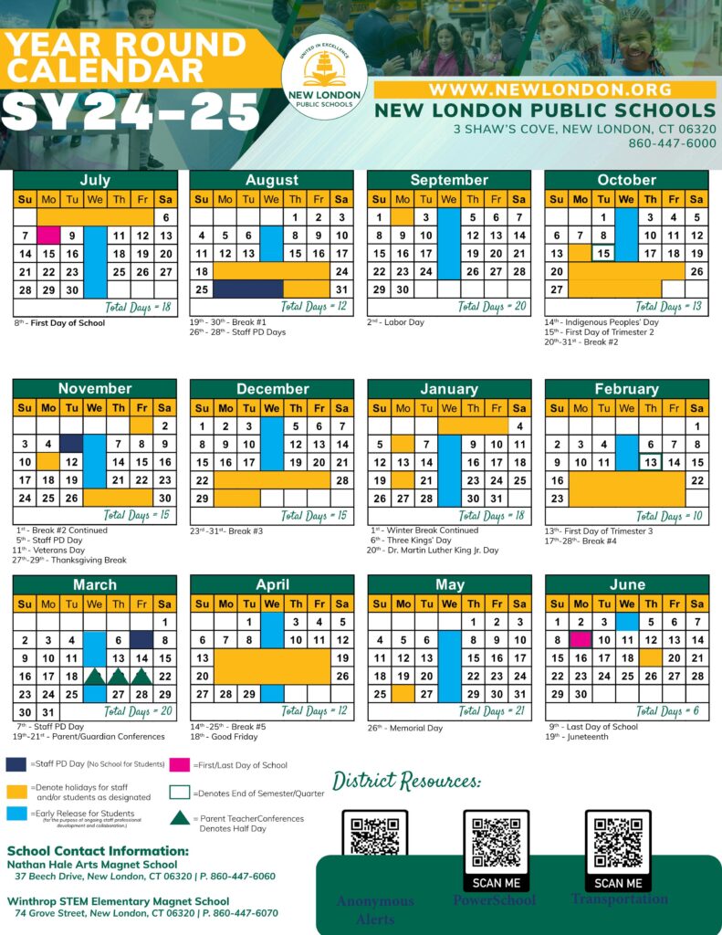 New london public schools ct calendar 24-25